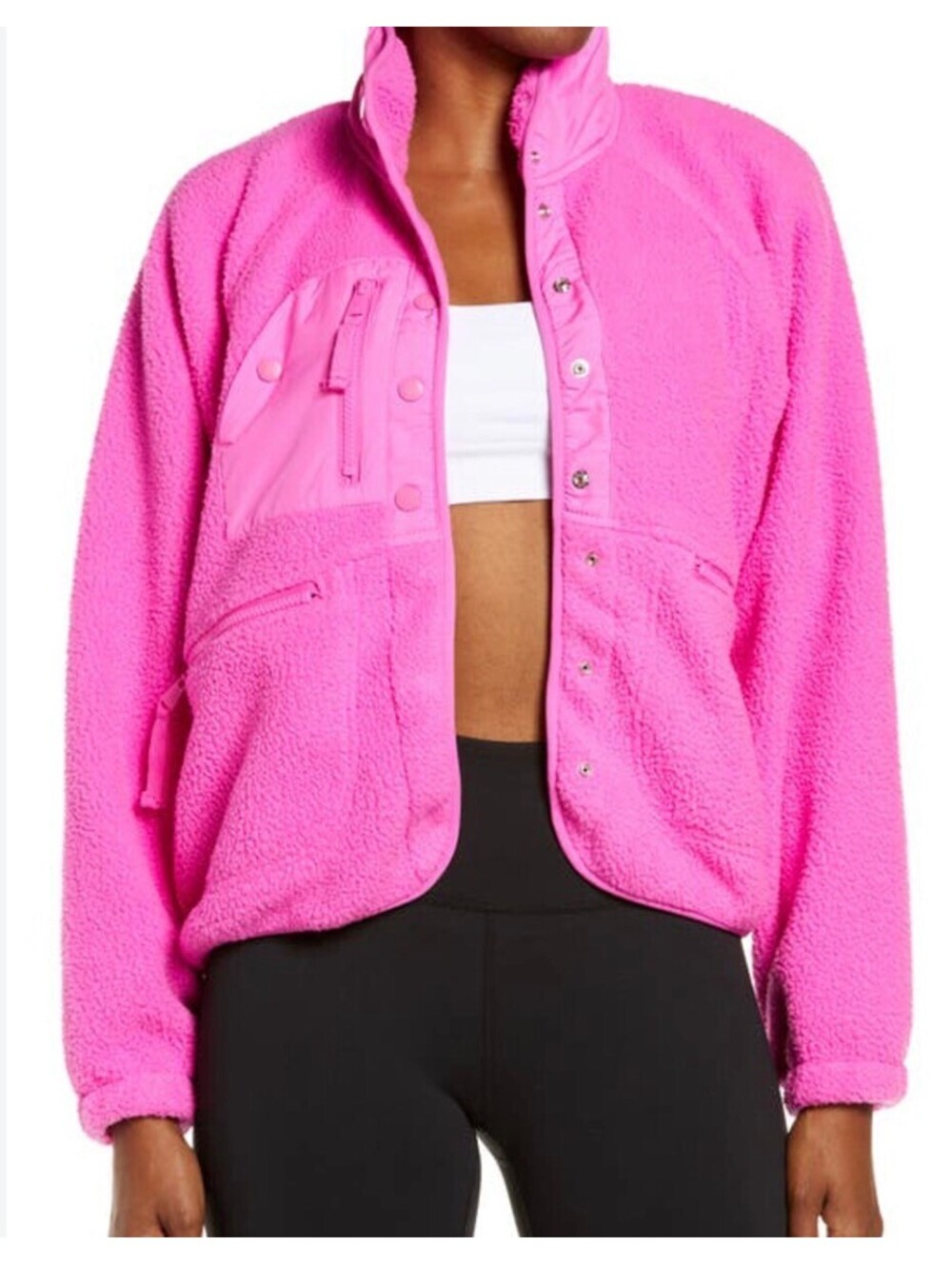 Free People Movement Hit The Slopes Fleece Jacket In Hot Pink - Women's Small
